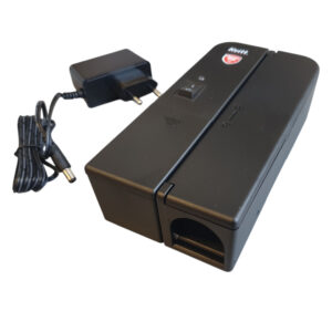 elektrisk musefelle med adapter og batteri Kvitt